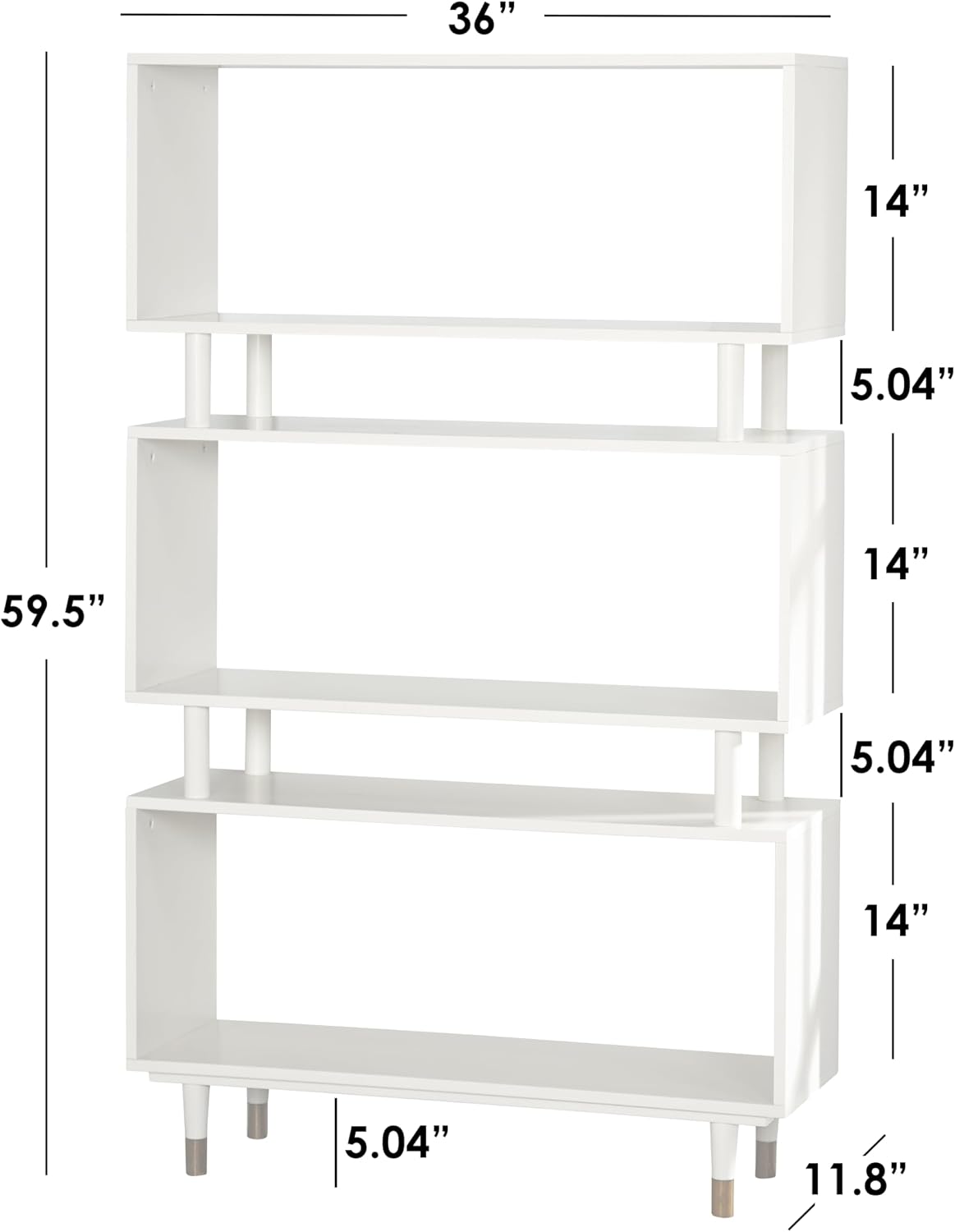 Mesa 3 Tier Bookshelf, Mid Century Bookcase for Living Room, Bedroom Furnitur...
