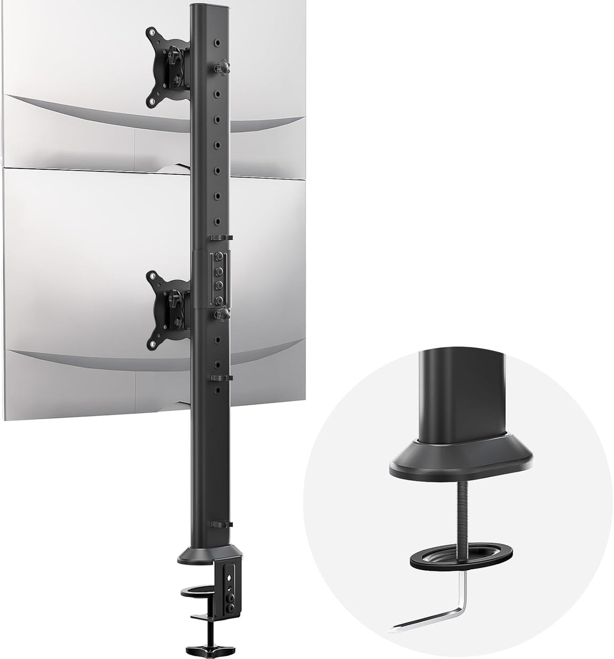 HEMUDU Dual Monitor Articulating Desk Mount Arm Stand - Vertical Stack Screen...