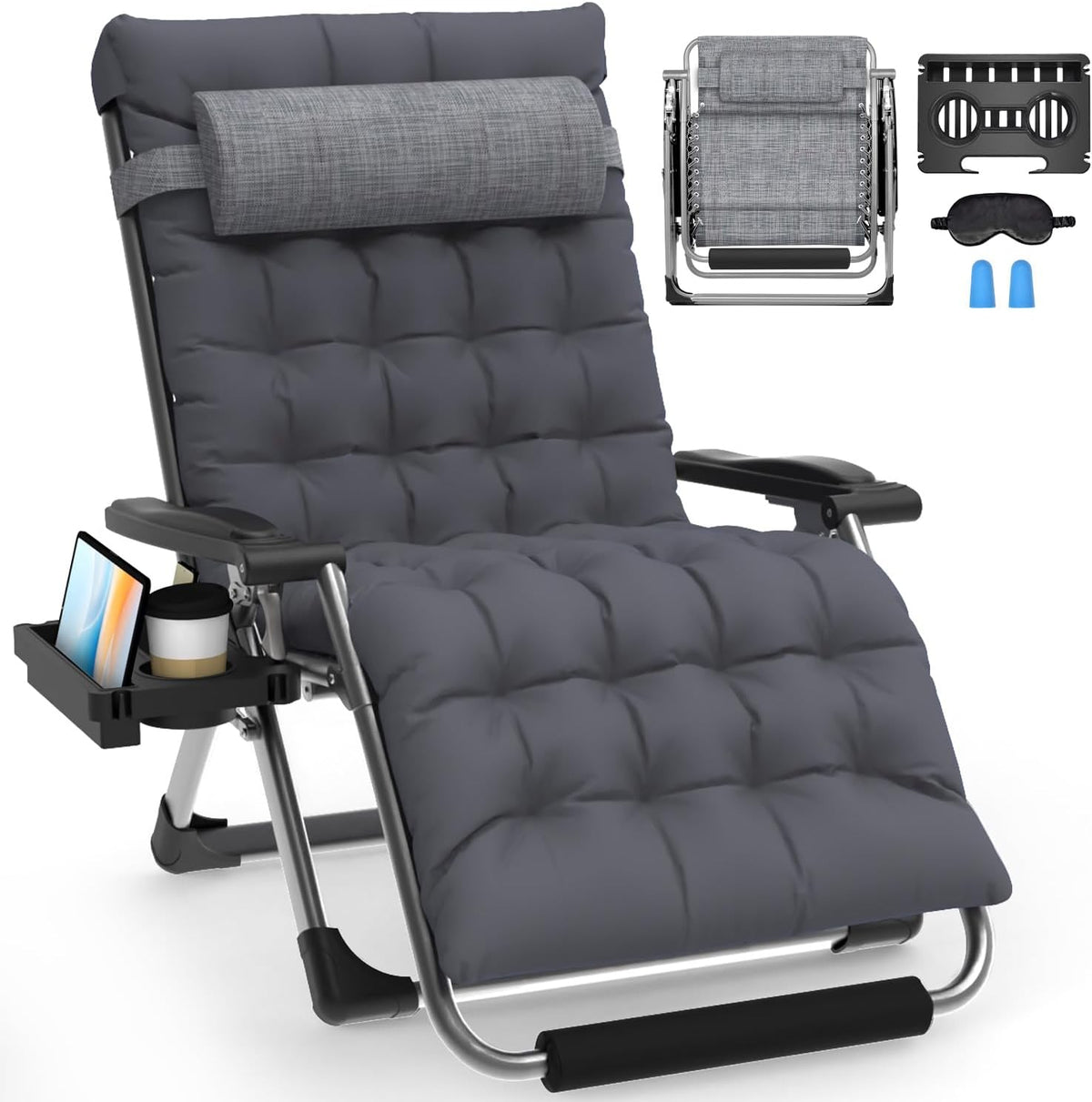 Slendor Oversized Zero Gravity Chairs XXL, 33In Recliner Chair, Dark Gray