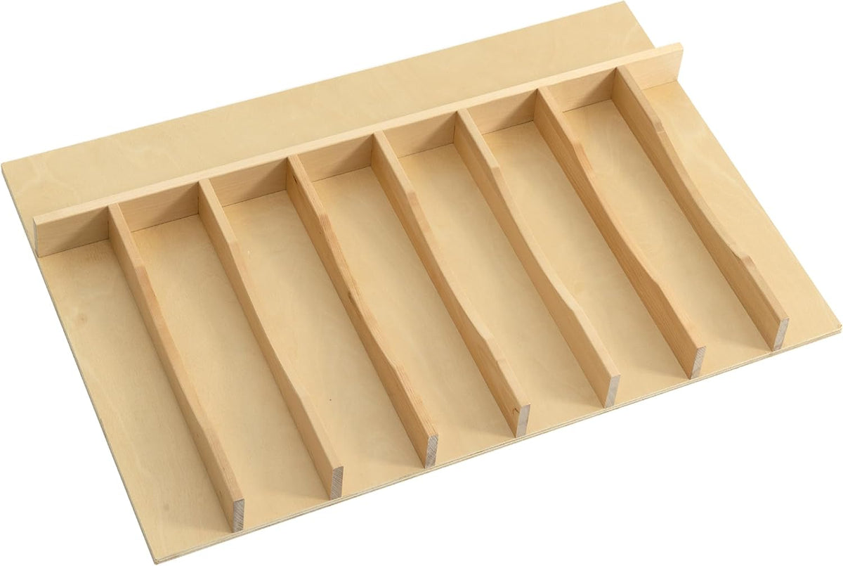 WelFurGeer Solid Birch Wood Silverware Drawer Organizer, Wooden Cutlery Drawe...
