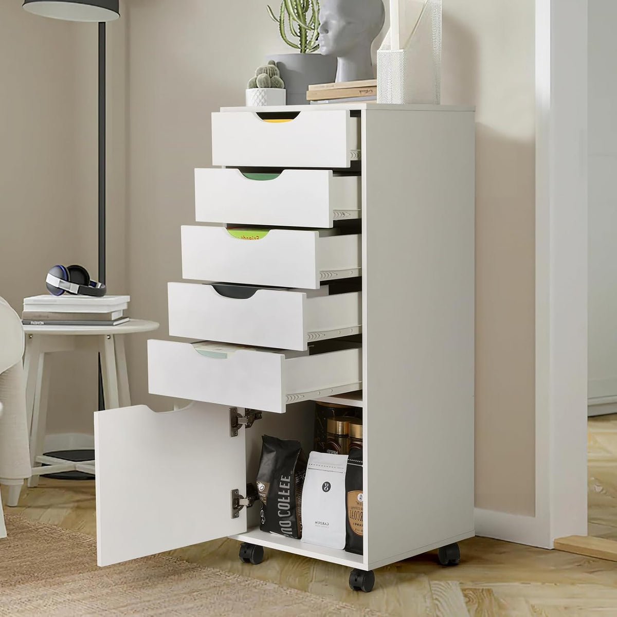 TUSY Mobile File Cabinet, 5-Drawer Storage Cabinet, Vertical Rolling Storage ...