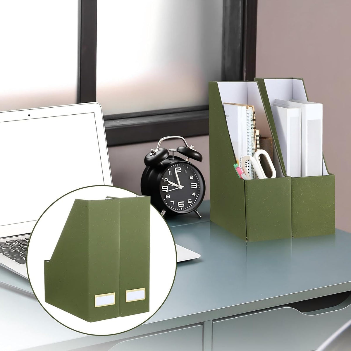 Gueevin Set of 6 Magazine File Holders, Sturdy Cardboard Desk Magazine Organi...