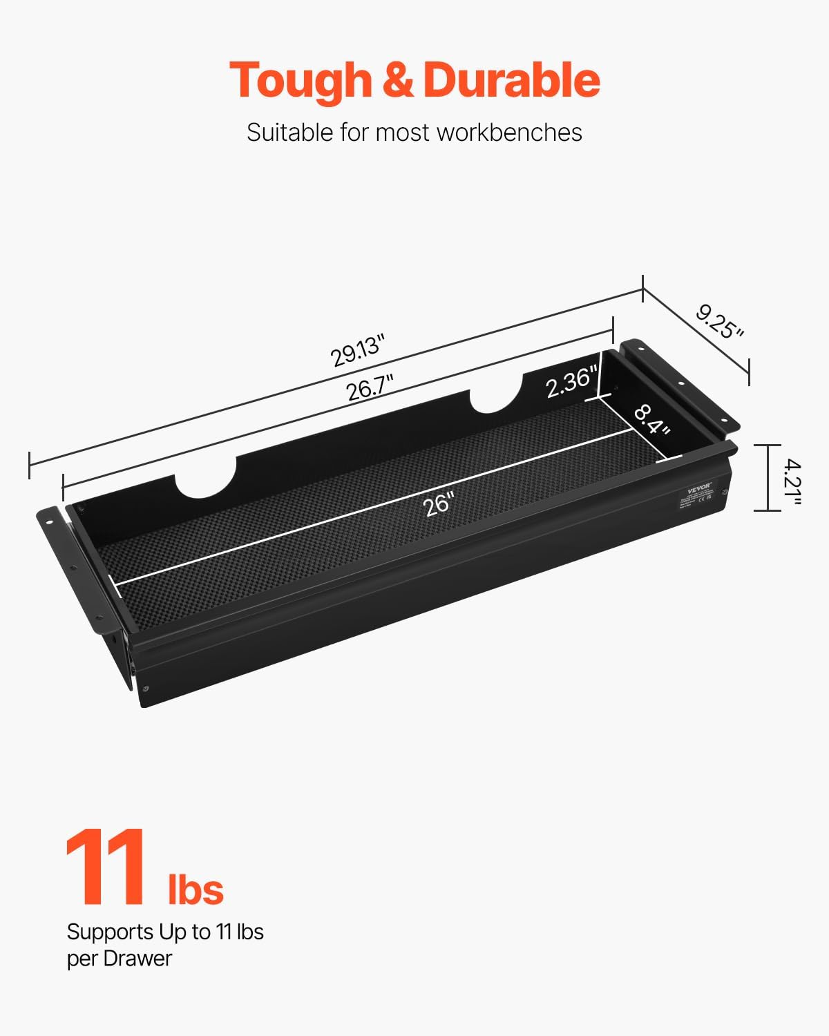VEVOR Under Desk Drawer Slide Out, 26 inch Under Desk Mounted Pull-out Drawer...