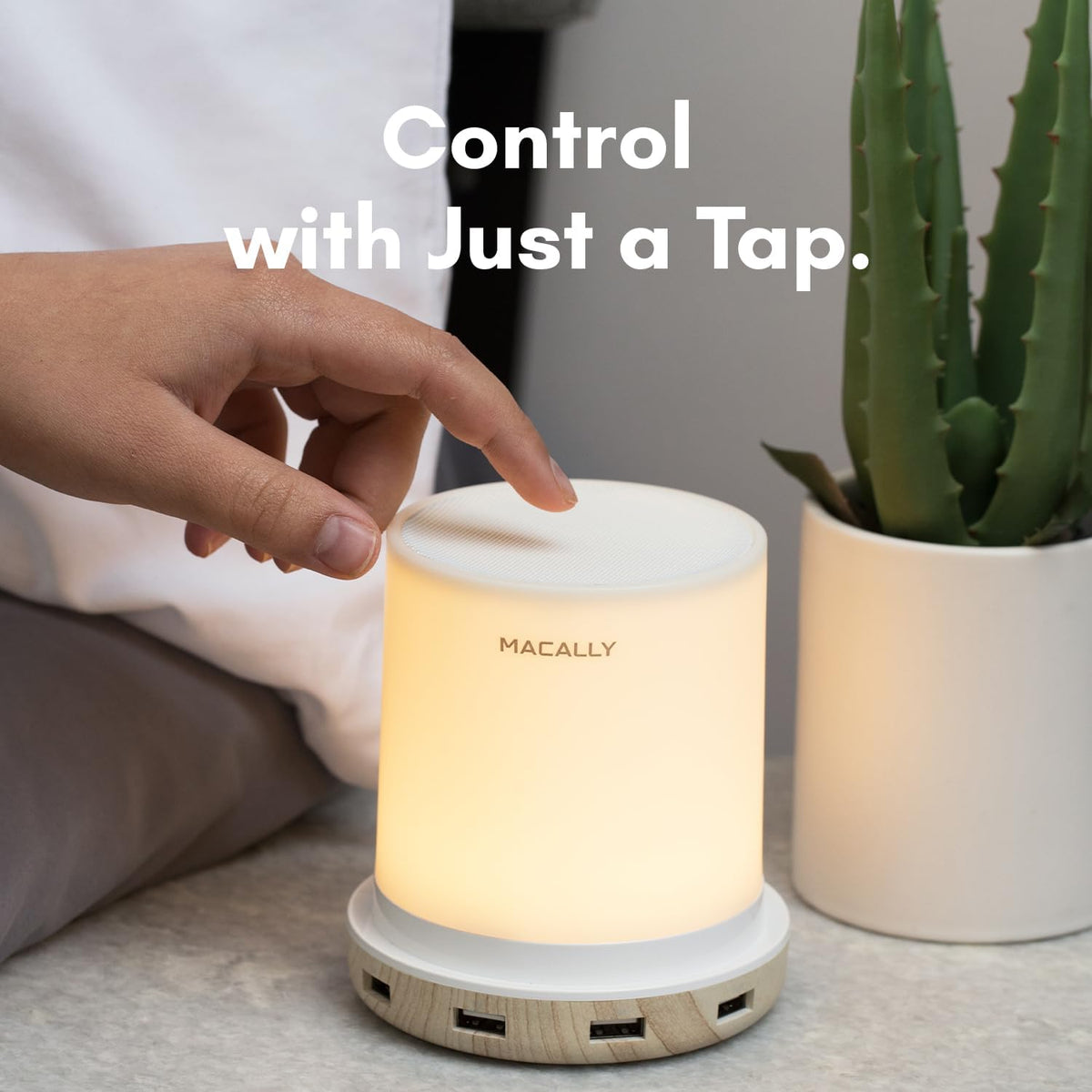 Macally Small Touch Lamps for Nightstand - Bedside Lamp with USB Port - 3 Way...