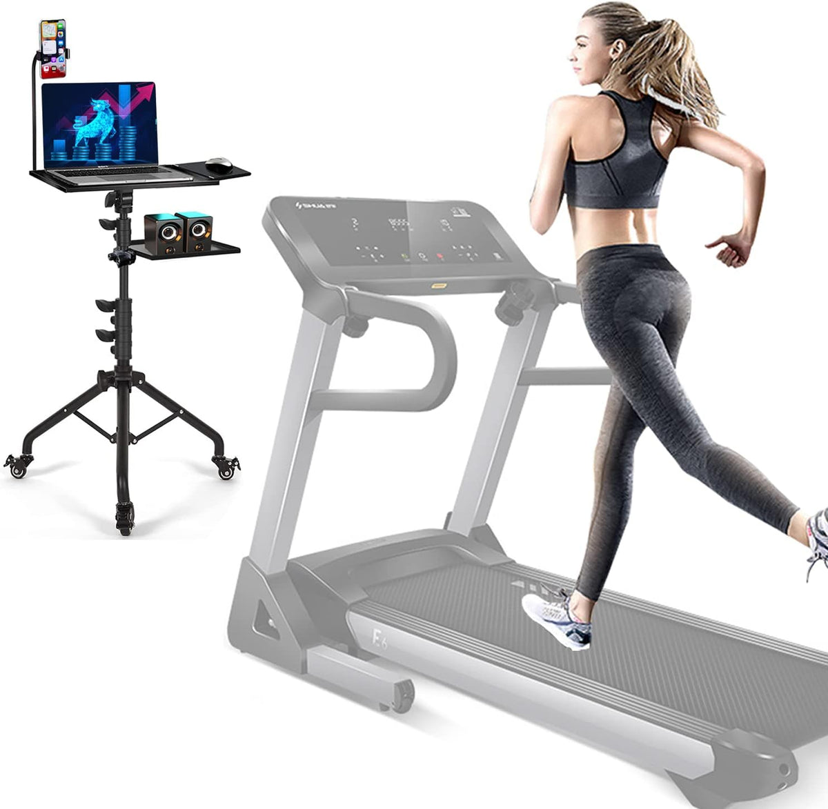 Projector Tripod Stand with Wheels Adjustable Height Laptop Tripod Stand Trea...