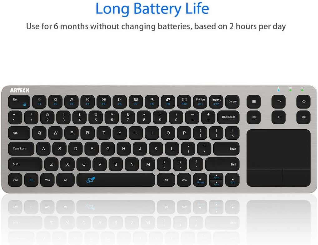 Arteck 2.4G Wireless Touch TV Keyboard with Easy Media Control and Built-in T...