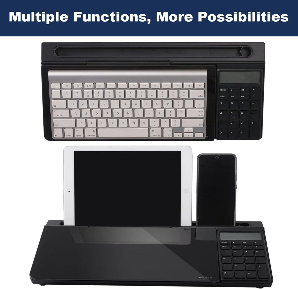 Small Glass Desktop Whiteboard Dry-Erase-Board - Computer Keyboard Stand with...