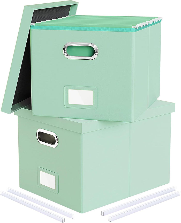 Oterri 2 Pack File Storage Organizer Box, Portable File Box