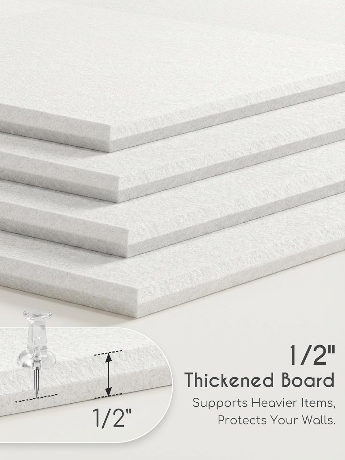Thick Felt Pin Board Tiles 12 Pack, 11.8x11.8 Bulletin Board for Wall