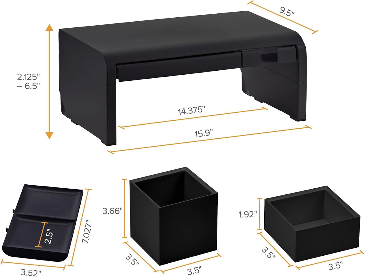 Bostitch Konnect Adjustable Monitor Riser with Drawer, Cell Phone Stand &...