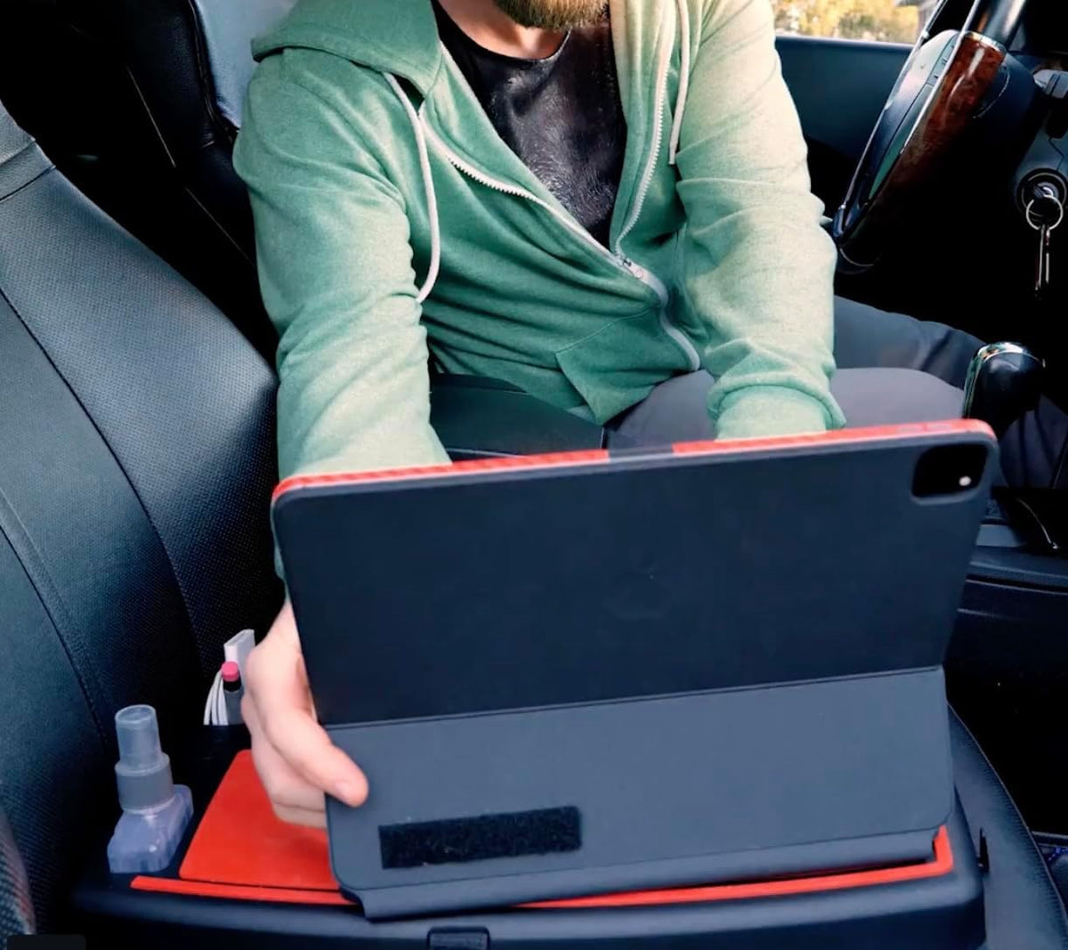 STUPID Car Tray Table with 2 Cup Holders for Passenger Seat - Hot Rod