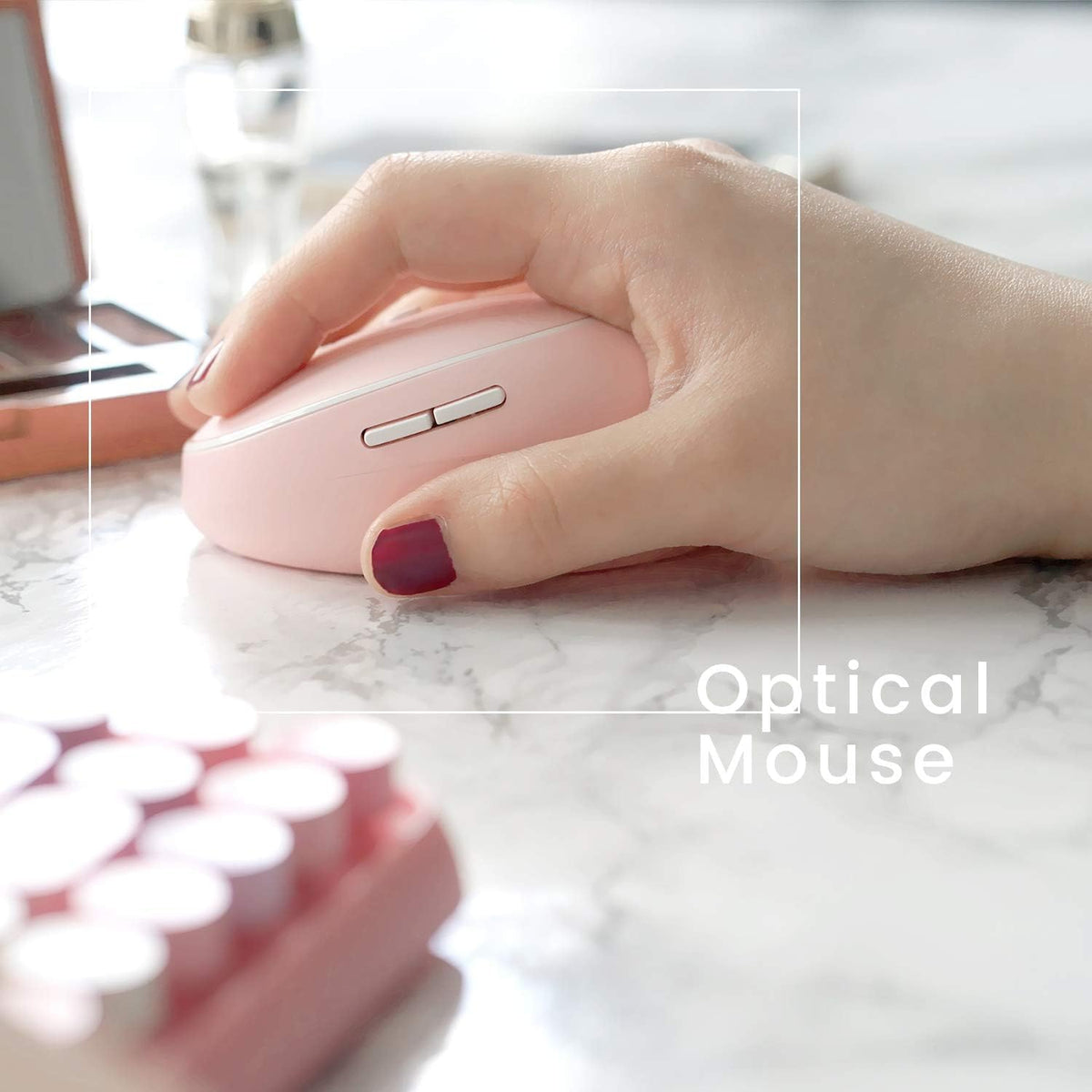 Perixx PERIDUO-713 Wireless Mini Keyboard and Mouse Combo, Retro Round Key Ca...