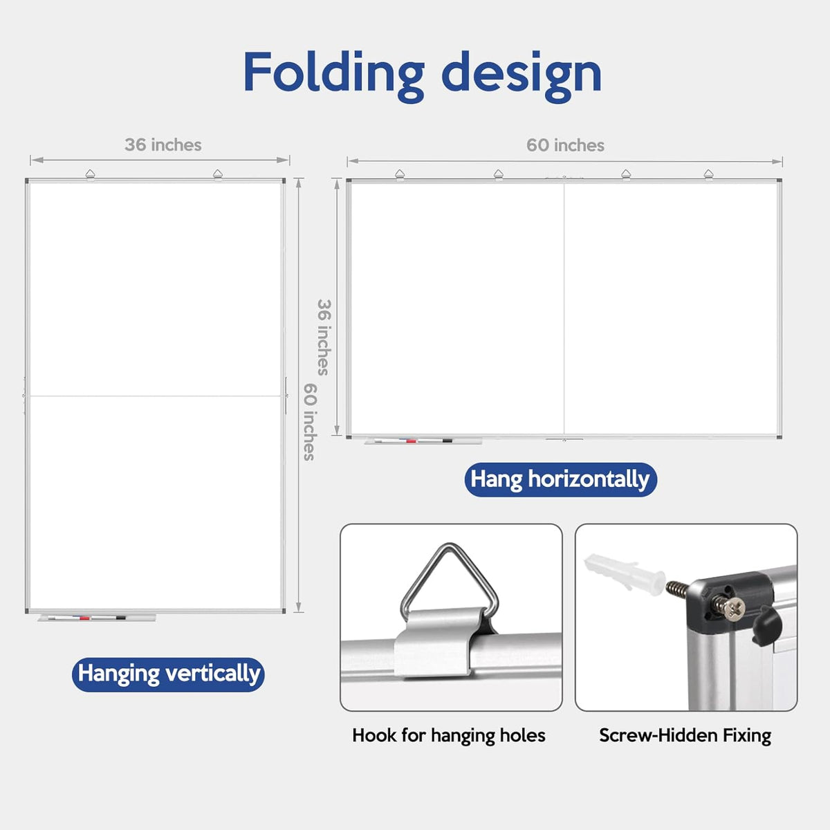 60x36 Large Whiteboard for Wall, Magnetic Dry Erase Board for Office