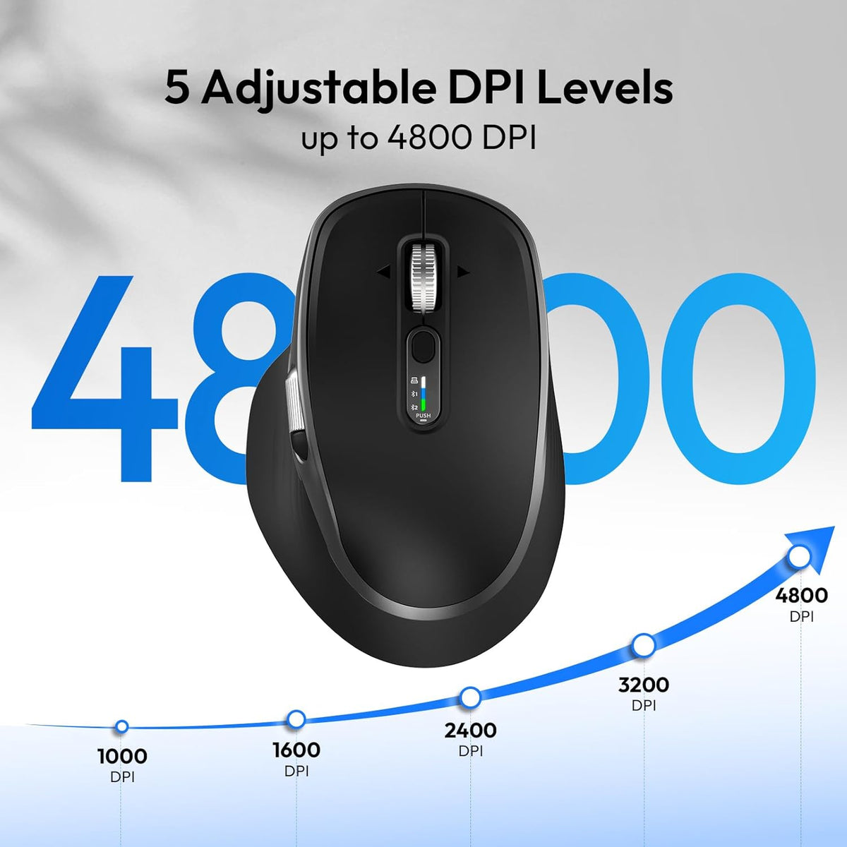 Wireless Bluetooth Rechargeable Mouse with 8 Programmable Buttons-Black