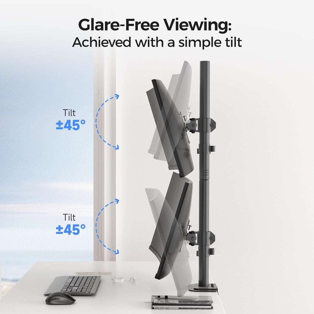 Suptek Dual LED LCD Monitor Stand up Desk Mount for 2 / Two Screens up to 32 ...
