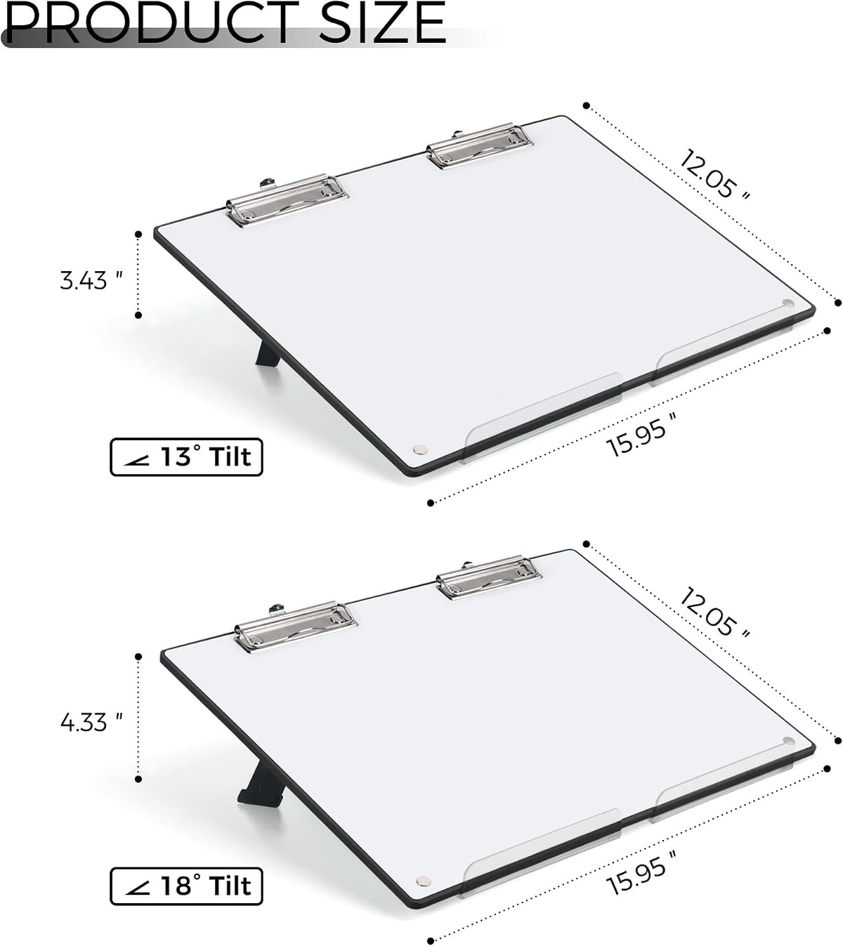 TOWON A3 Desktop Dry Erase Board with Adjustable Stand, Black Back