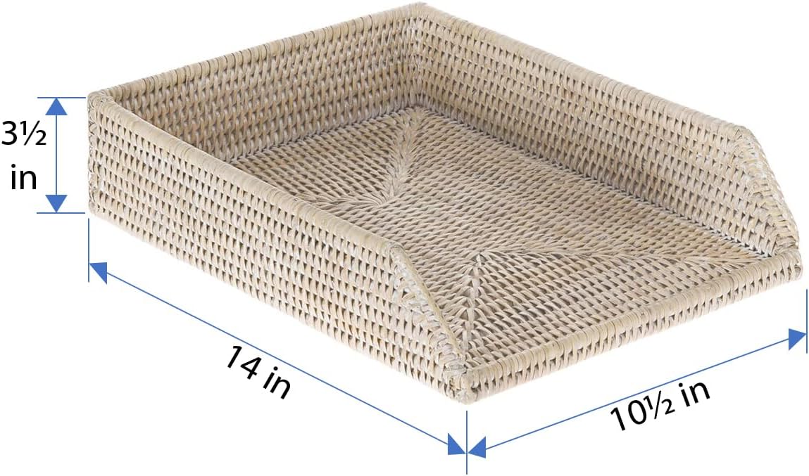 KOUBOO La Jolla Rattan Stackable Letter Tray, Paper Organizer, File Tray, Pap...