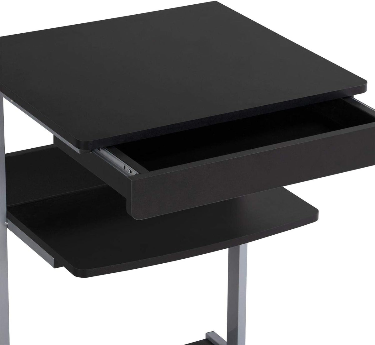 Yaheetech Tiny Mobile Computer Desk, 3-Tier Rolling Cart with Drawer, Black