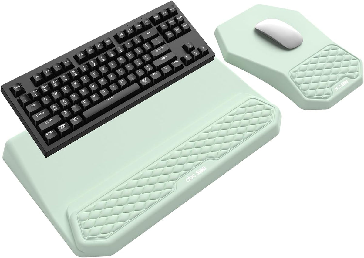 3-in-1 Ergonomic Keyboard Stand with Wrist Rest & Mouse Pad Set,Light Green
