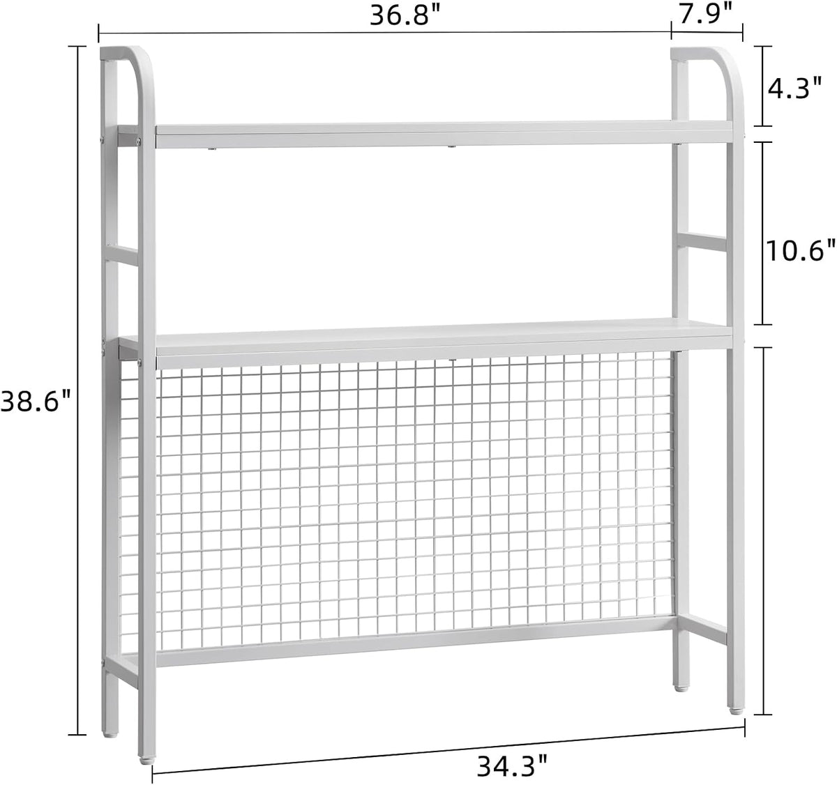 Desk Shelf, 36.8” Desktop Organizer Shelf with Grid Panel and Hooks, Desk Hut...