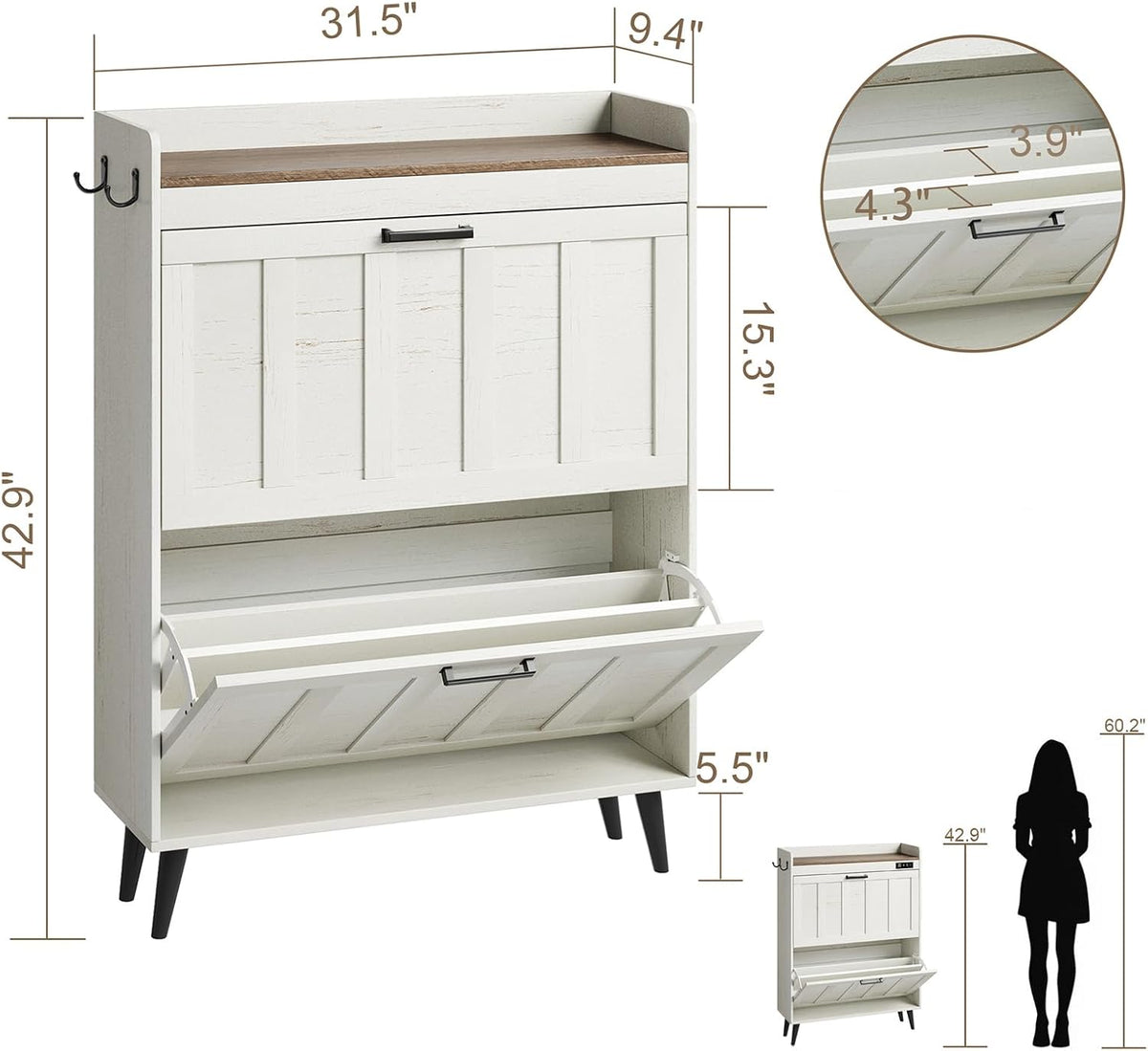 ChooChoo Shoe Storage Cabinet with 2 Flip Drawers