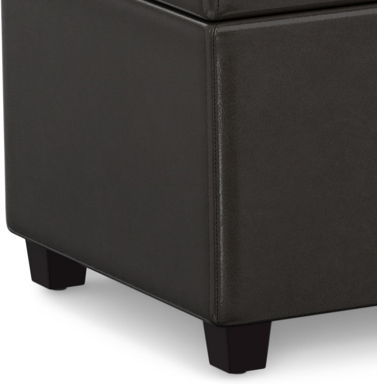 SIMPLIHOME Avalon 60" Wide Fabric Storage Ottoman in Tanners Brown