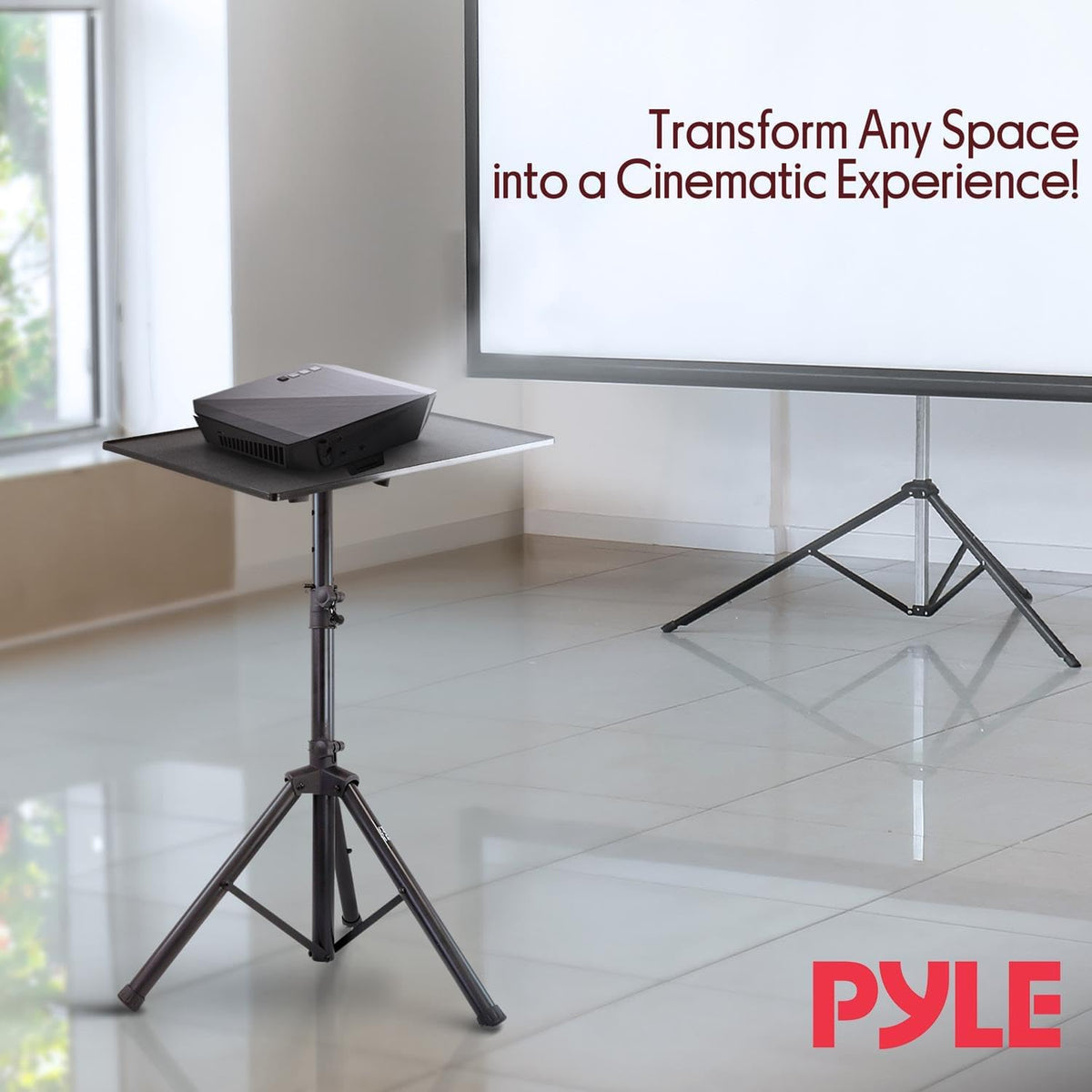 PYLE Laptop & Projector Stand, Tripod Stand With Adjustable Height 28&quo...