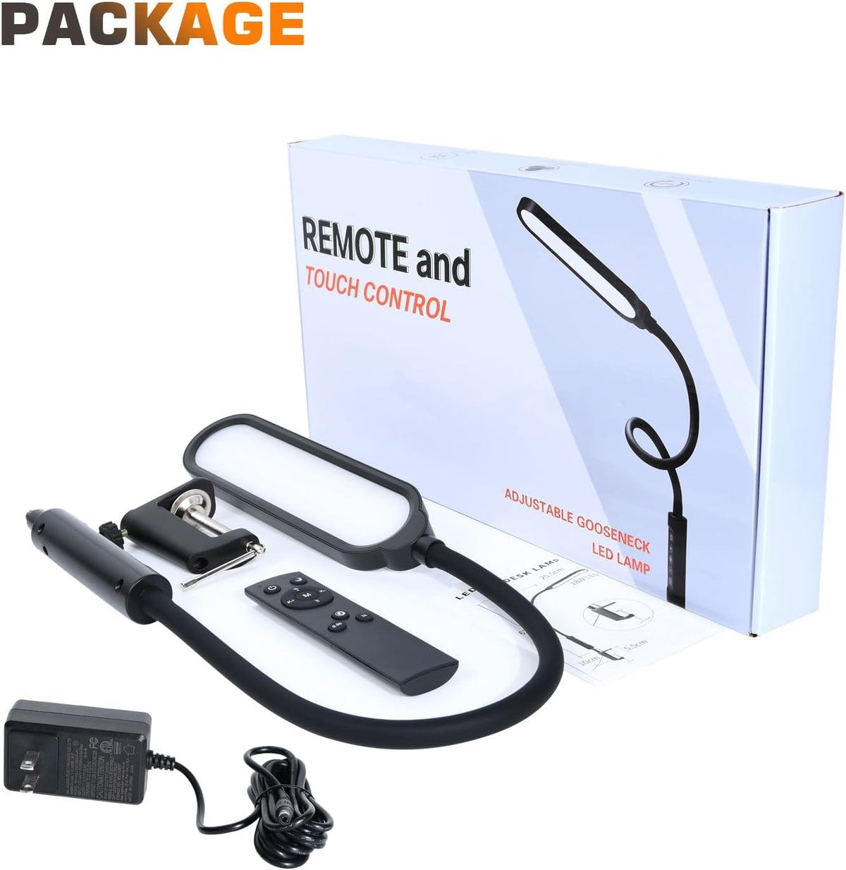 18W 3000LM LED Clamp Desk Lamp, CRI 95, Touch and Remote Control