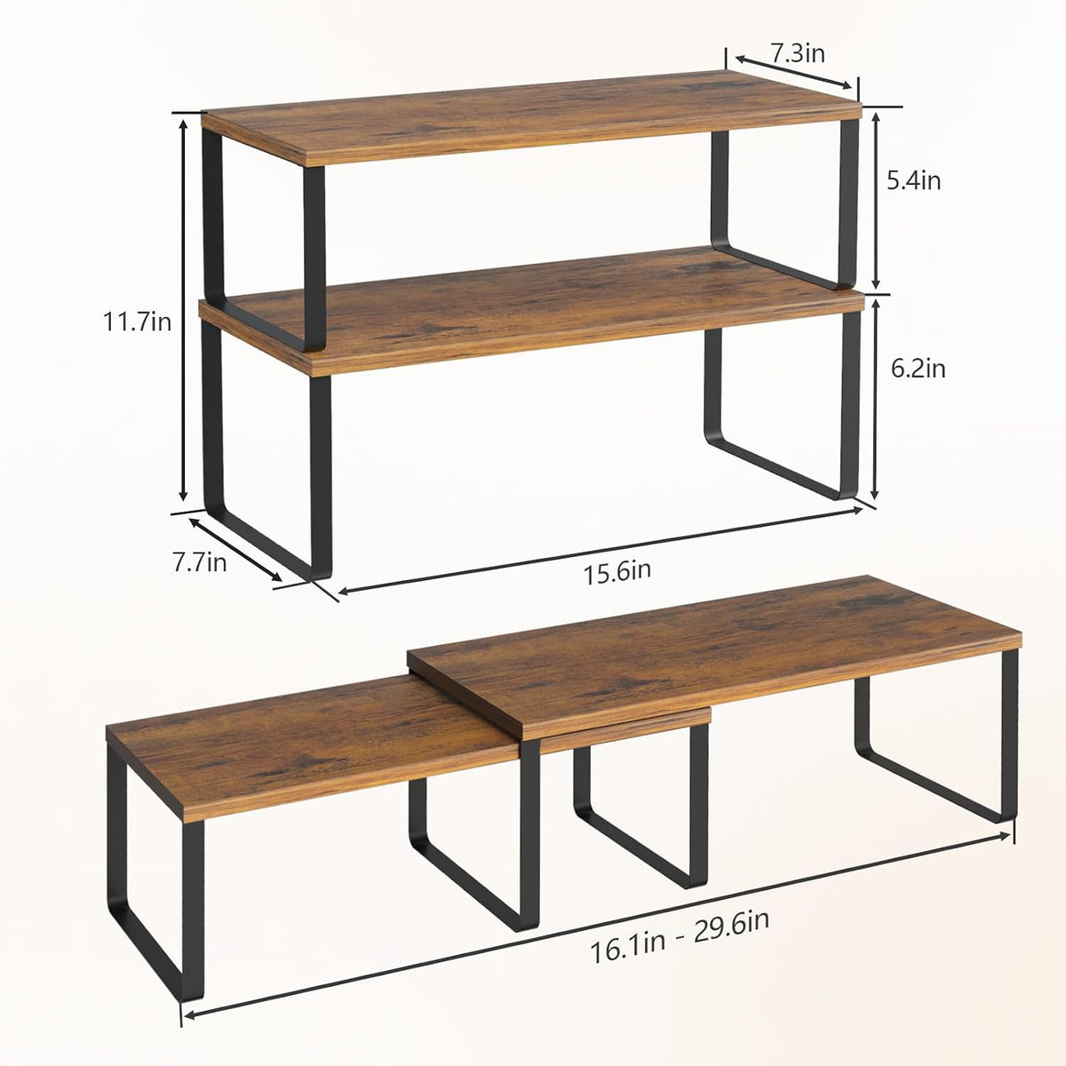 NEX Cabinet Organizer Shelf, Kitchen Counter Shelves Set of 4