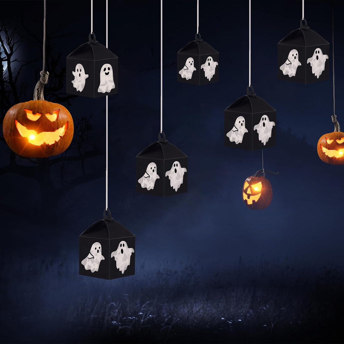 VIHOSE 16 Sets Halloween Ghost Tissue Paper Lanterns Craft Kits