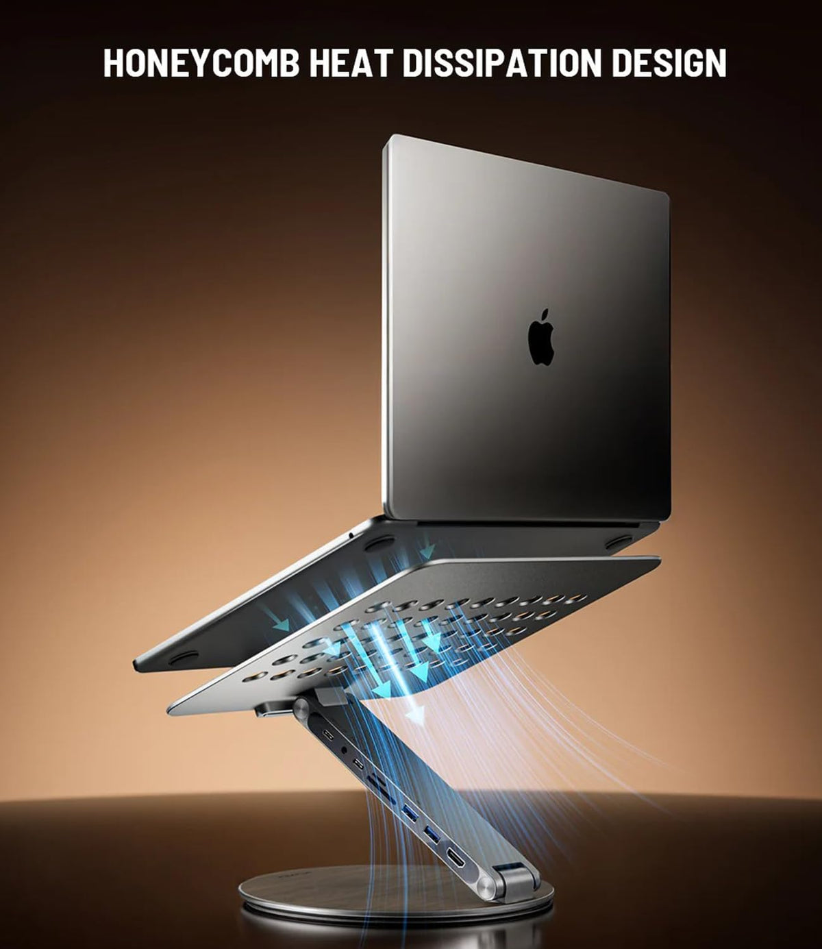 KU XIU Adjustable Laptop Stand with 7-in-1 Hub, Foldable Portable Aluminum La...