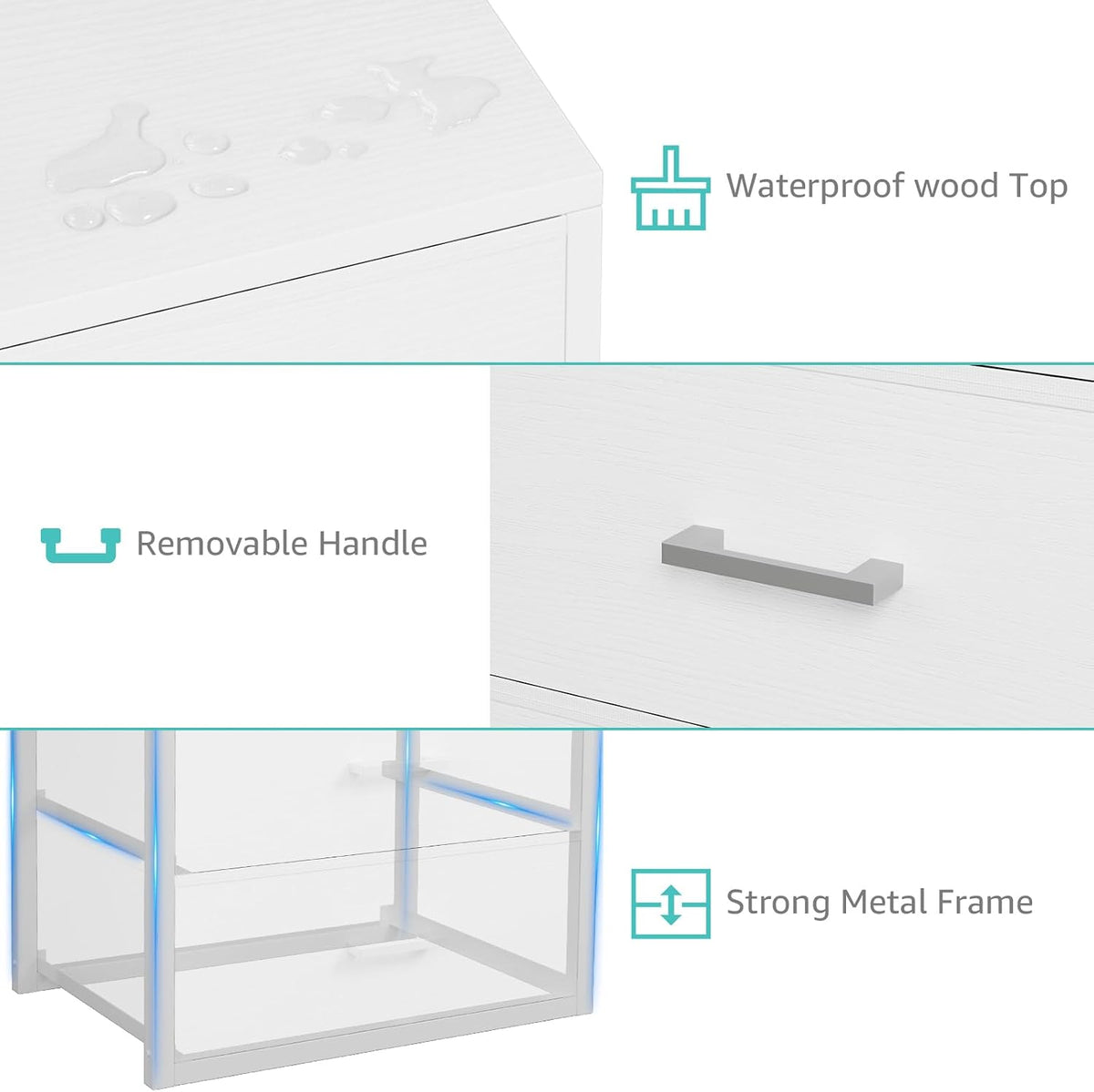 BOLUO Closet Drawers White 3 Drawer Dresser for Closet Organizers and Storage...