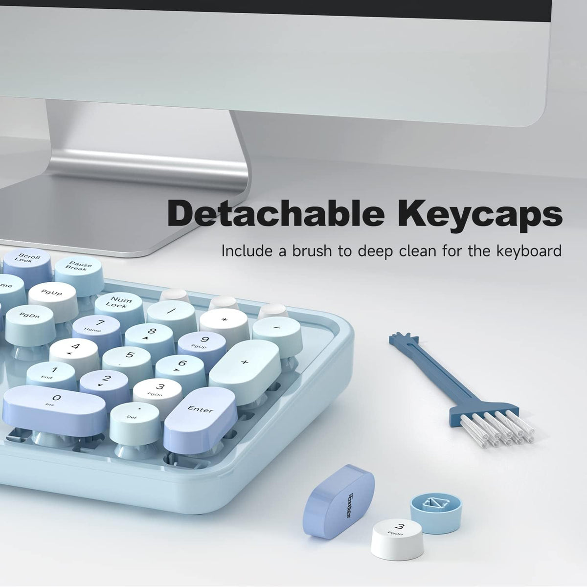 MOWUX Computer Keyboard Wired, Plug and Play USB Retro Round Typewriter Keybo...
