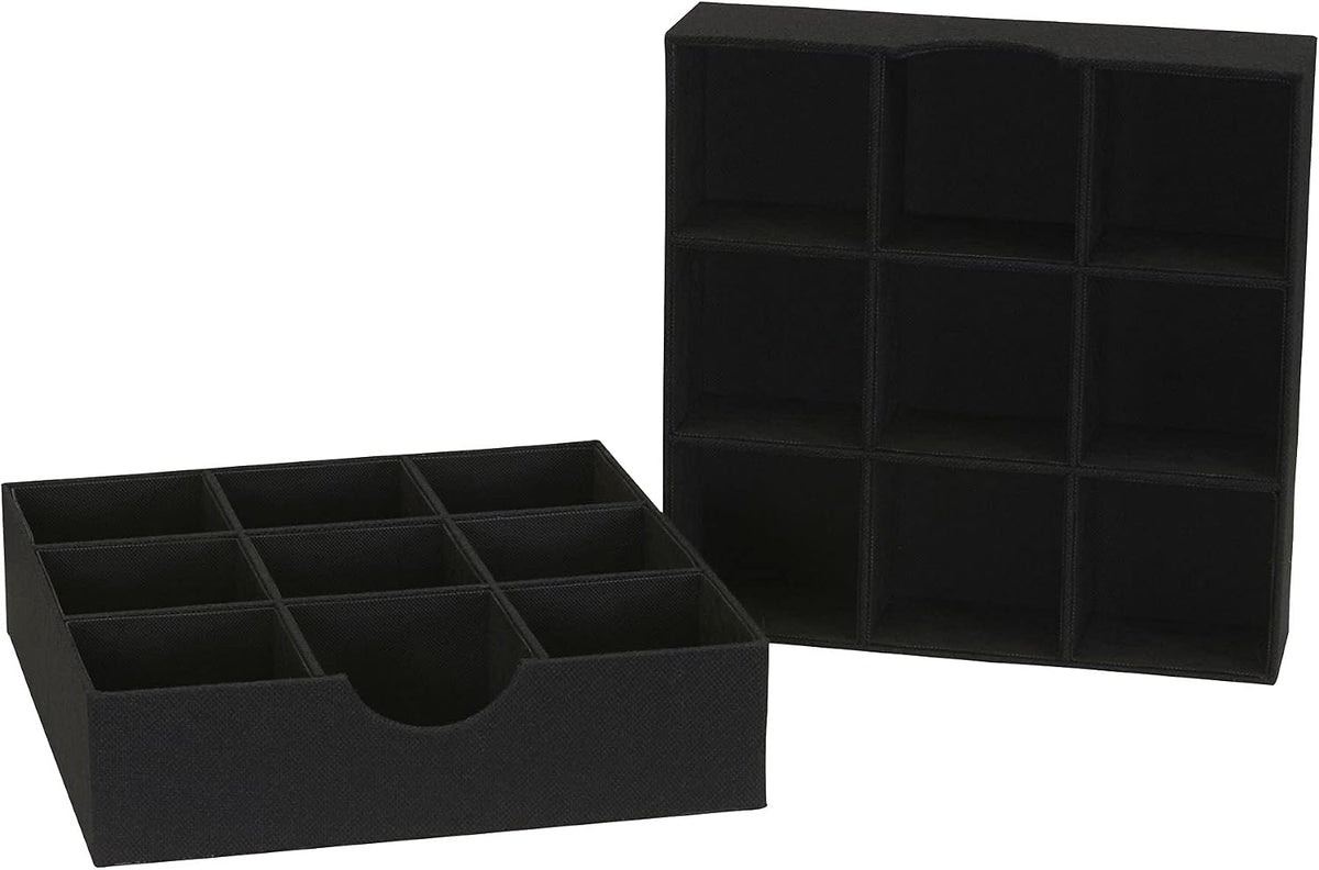 Household Essentials Drawer Organizer Tray with Fabric Cover and 9 Square Com...