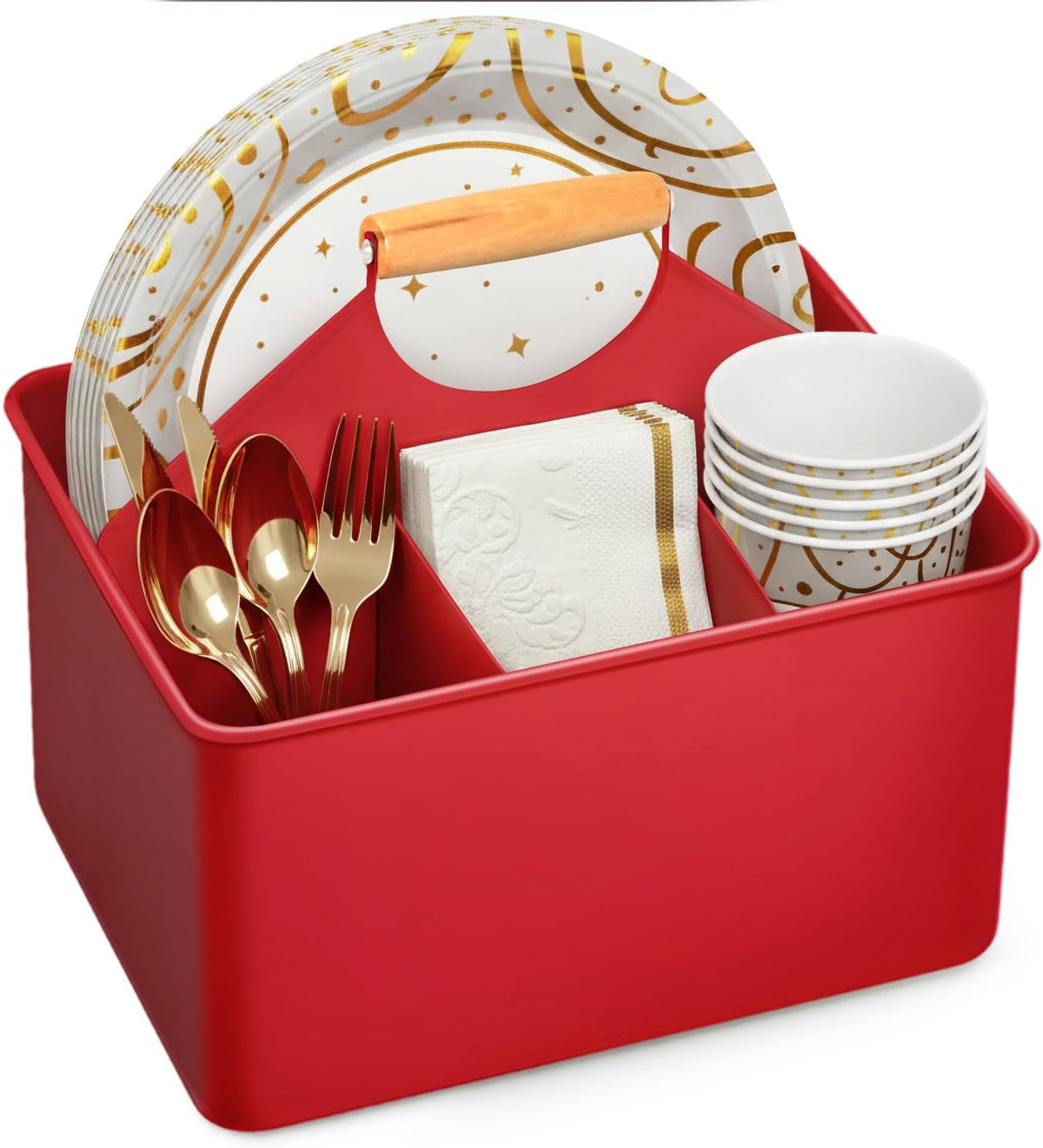 Plexon Metal Utensil Caddy With Handle - Farmhouse Kitchen Utensil Holder
