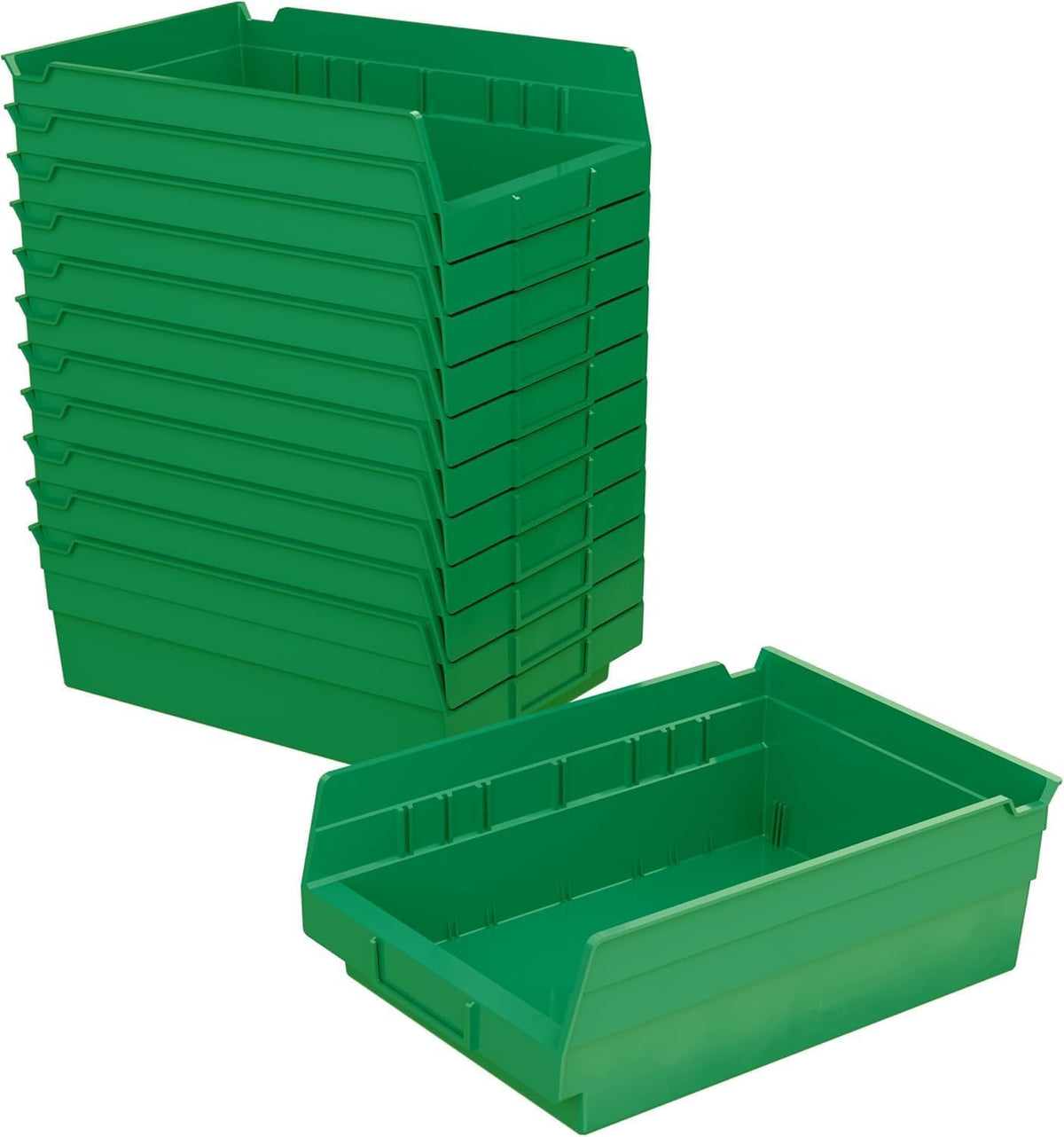 Akro-Mils 30150 Heavy Duty Plastic Shelf Bins, 12"x 8"x 4", Gr...
