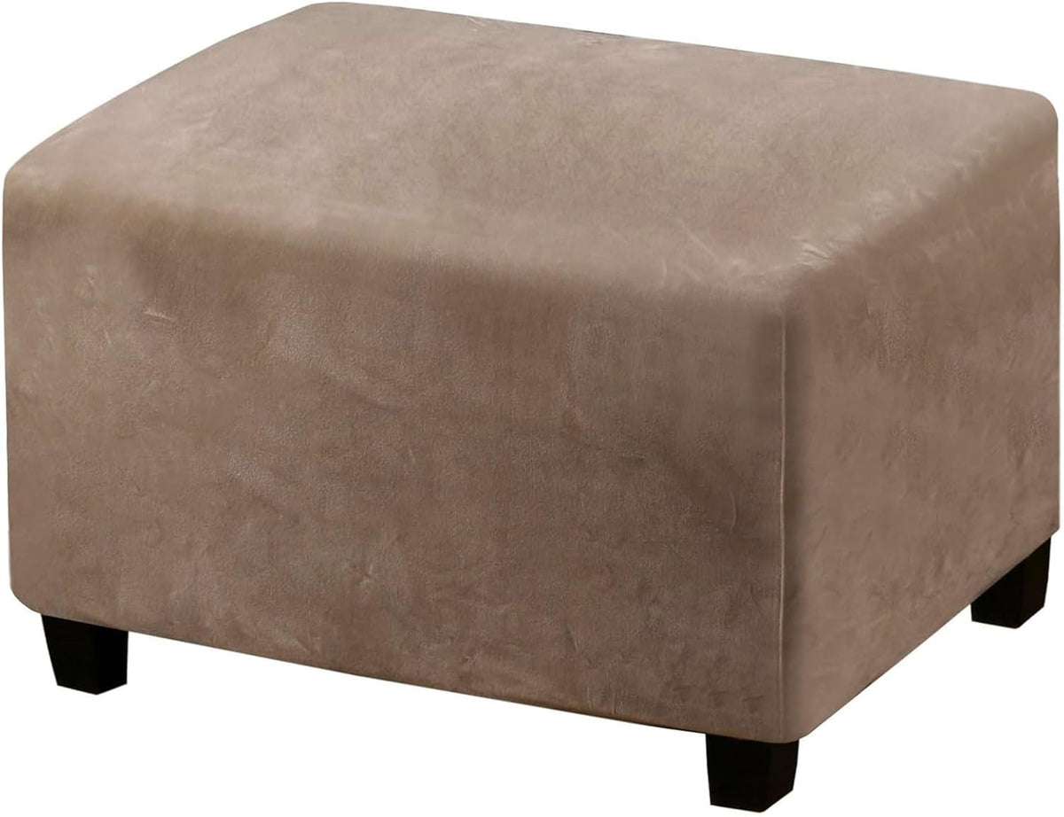 PrinceDeco Velvet Ottoman Cover Rectangle Folding Storage Cover,XL,Camel
