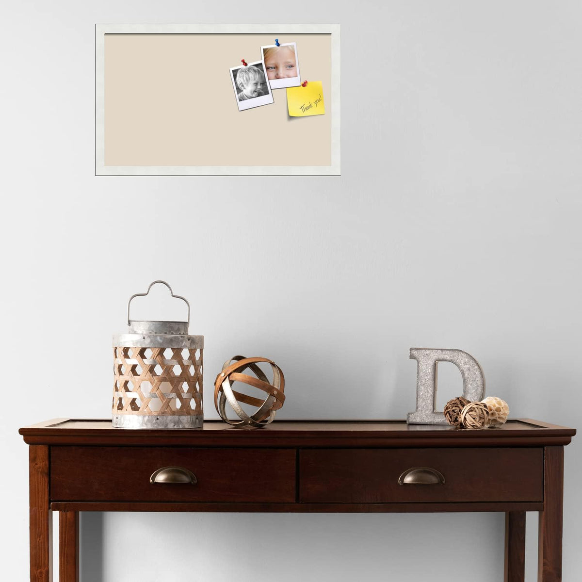 PinPix 24x14 inch Cork Bulletin Board. This Decorative Framed Pin Board Comes...