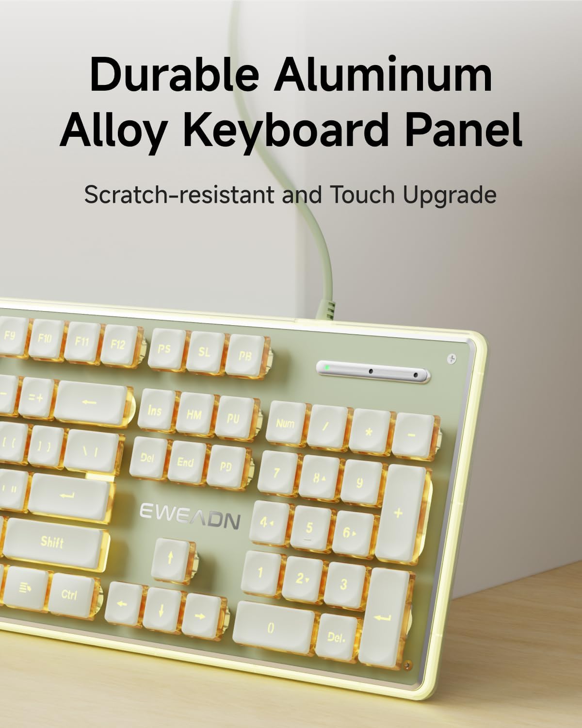 Wired Keyboard with Warm Backlit, Never Fade, Soft Click Typing, Green