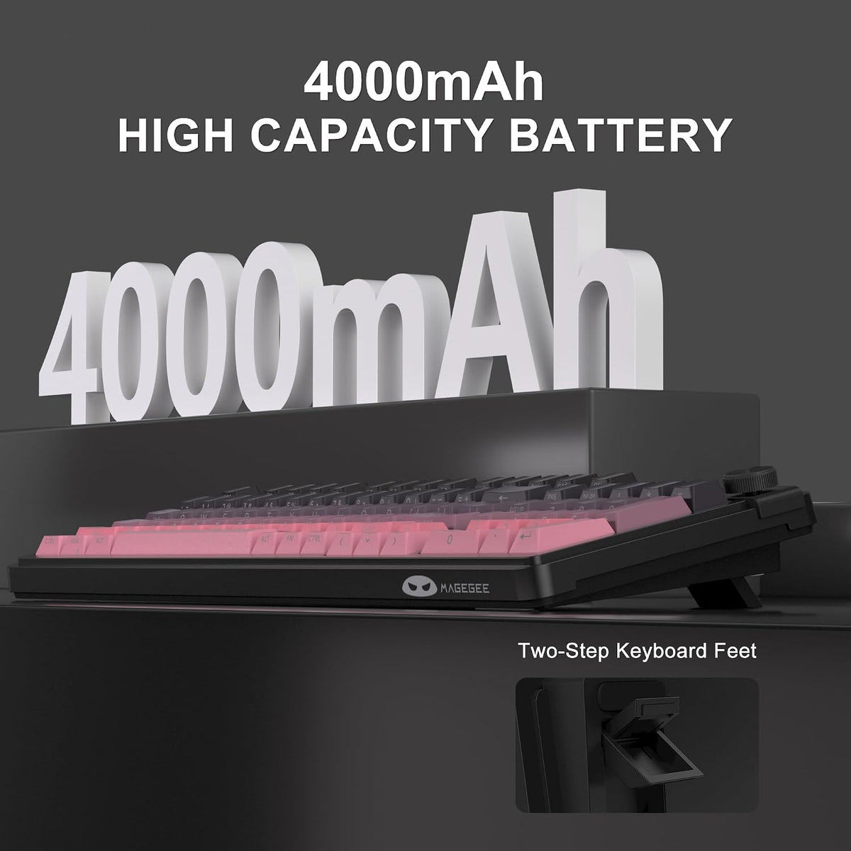 MageGee GK960 Wireless Keyboard, 98 Keys Tri-Mode BT/2.4G/Wired Membrane Gami...