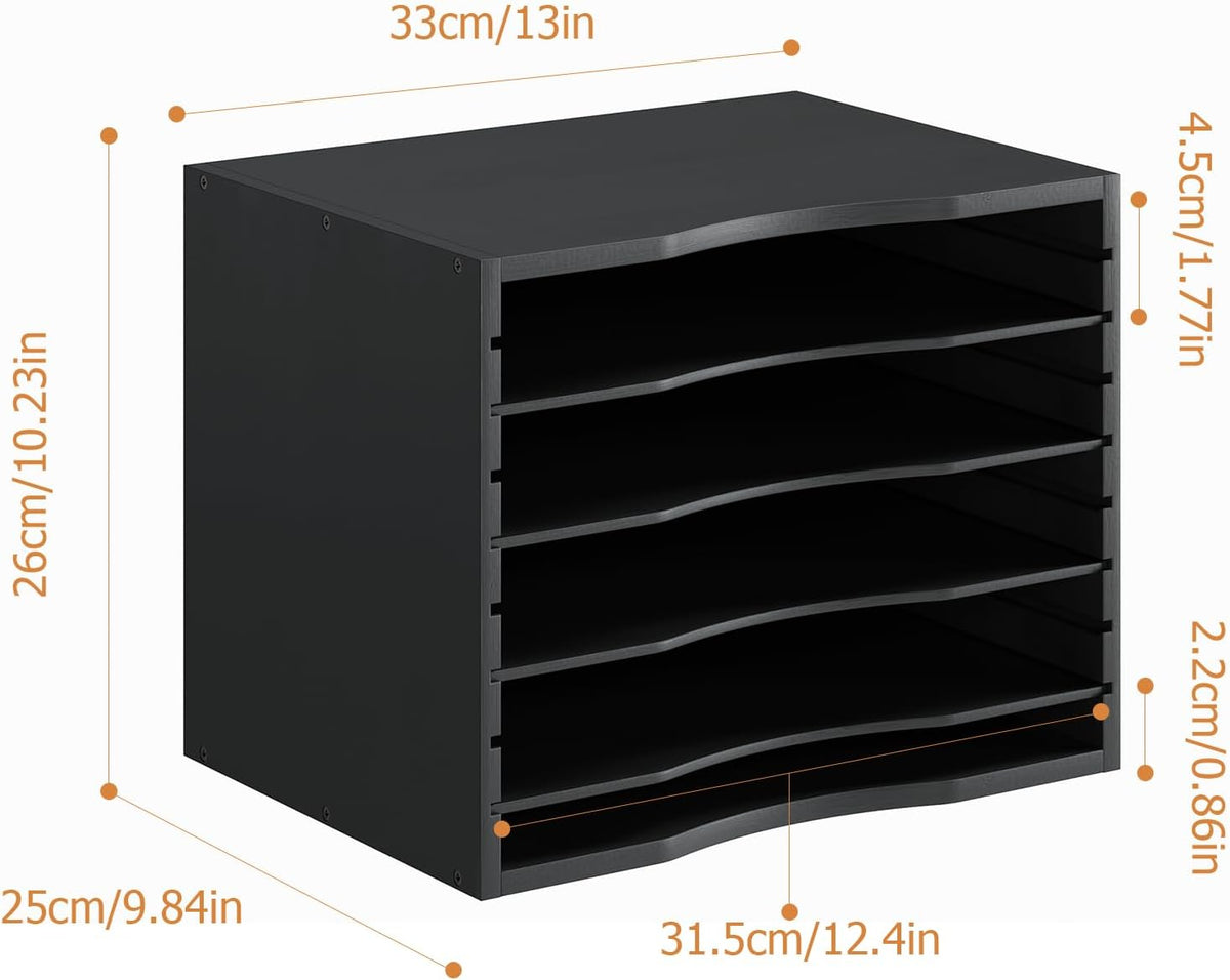 Bamjoy Wood 5 Tier Desktop Organizer, Paper Organizer Mail Sorter, File Holde...