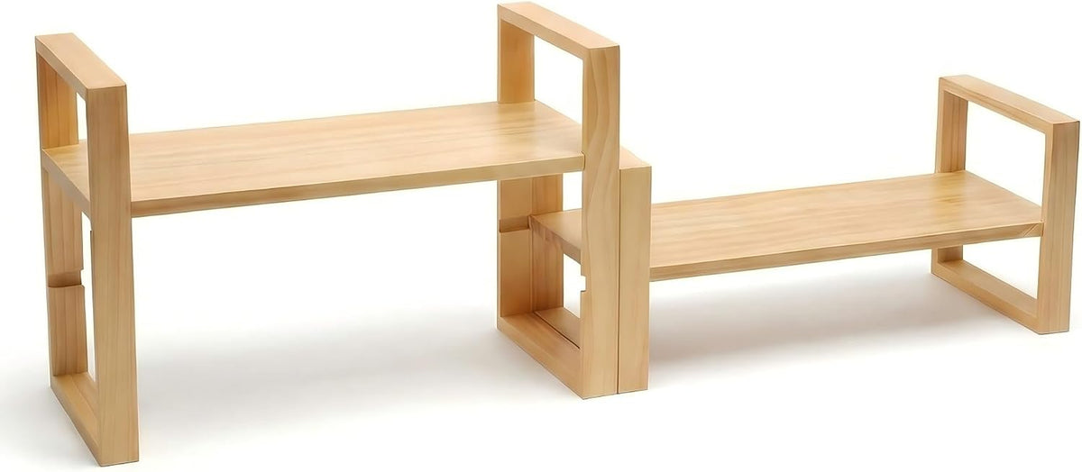 Desk Shelf, 100% Solid Wood Adjustable Desktop Bookshelf, No Tools or Nails R...