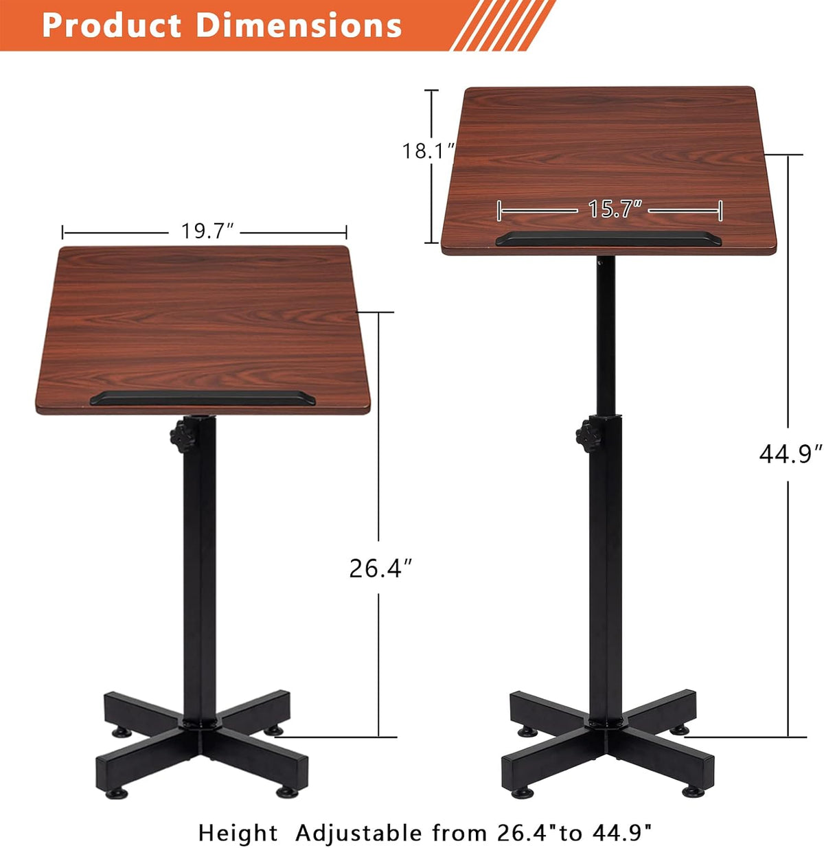 Bonnlo Classic Lectern Podium Stand, Height Adjustable Church Classroom Lectu...