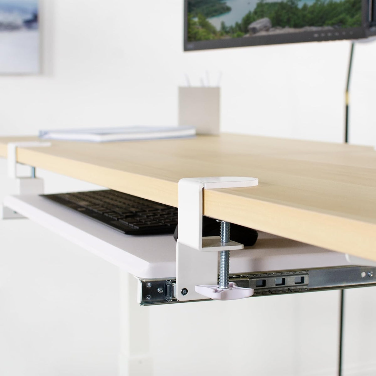 VIVO Large Clamp-on Computer Keyboard and Mouse Under Desk Slider Tray, 27 x ...