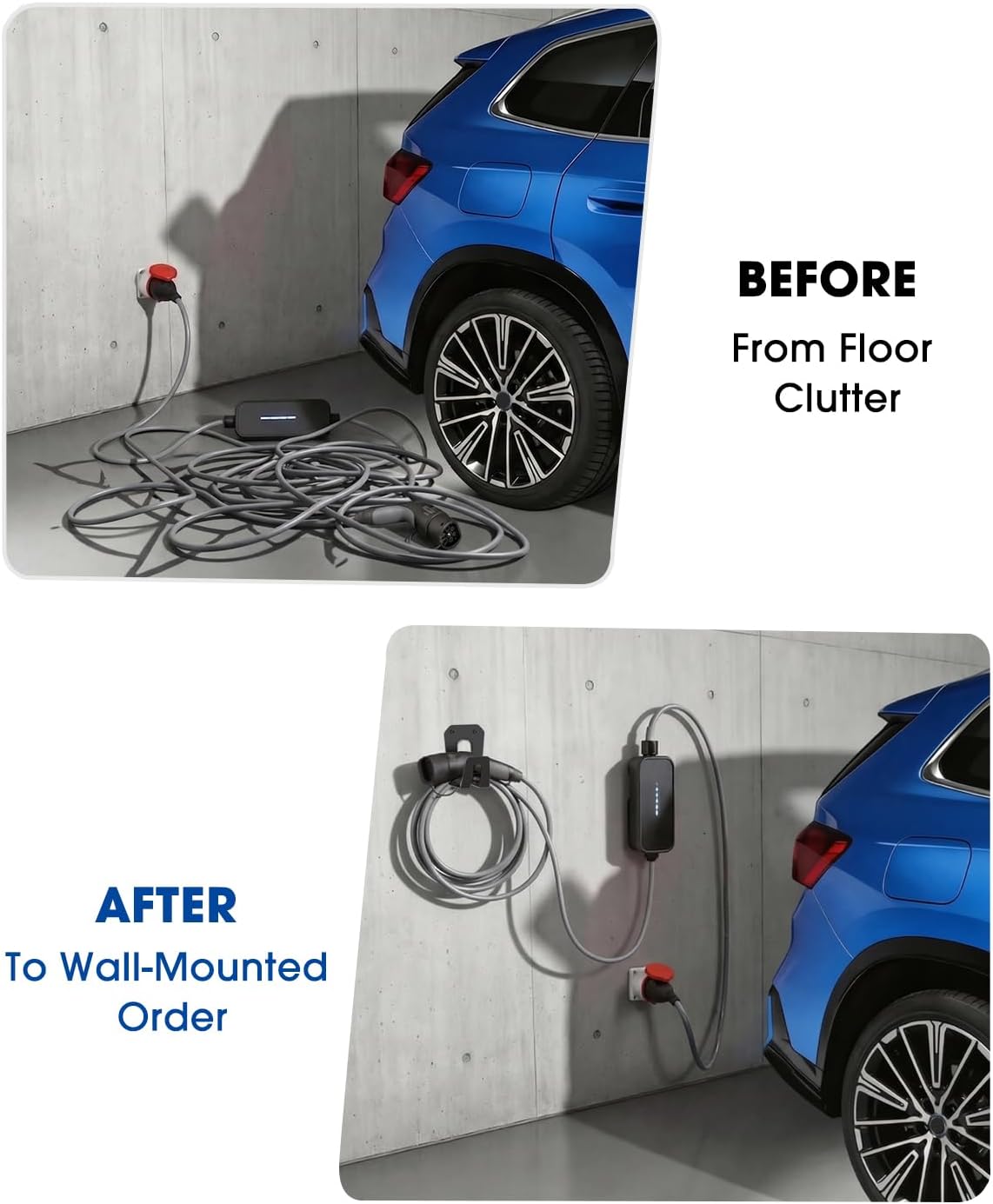 Wall Mount Organizer Kit for BMW Flexible Fast Charger 2.0, 3-Piece Garage Ch...
