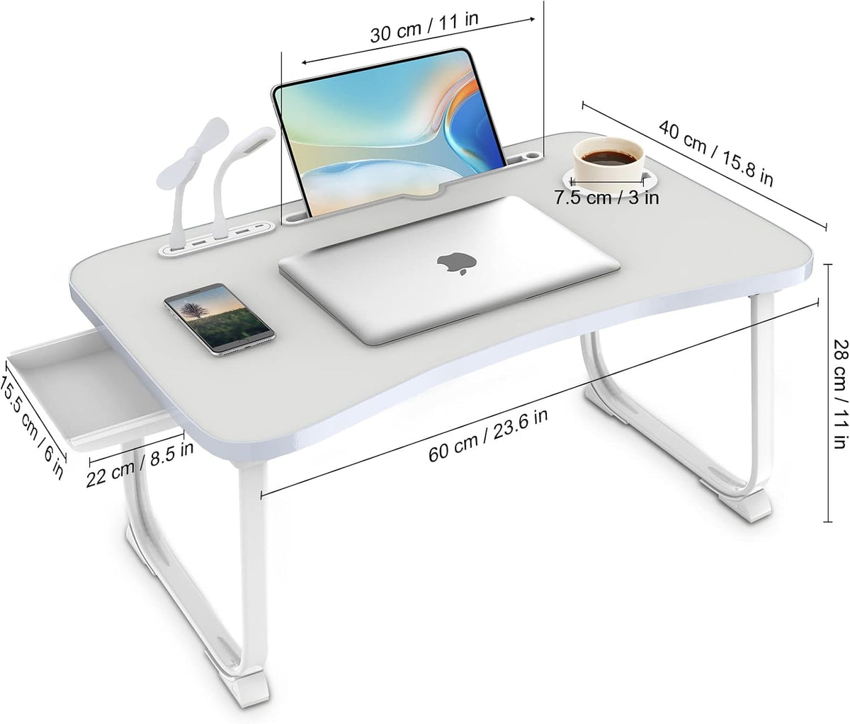 Fayquaze Laptop Bed Desk, Portable Foldable Lap Bed Table with USB Charge Por...