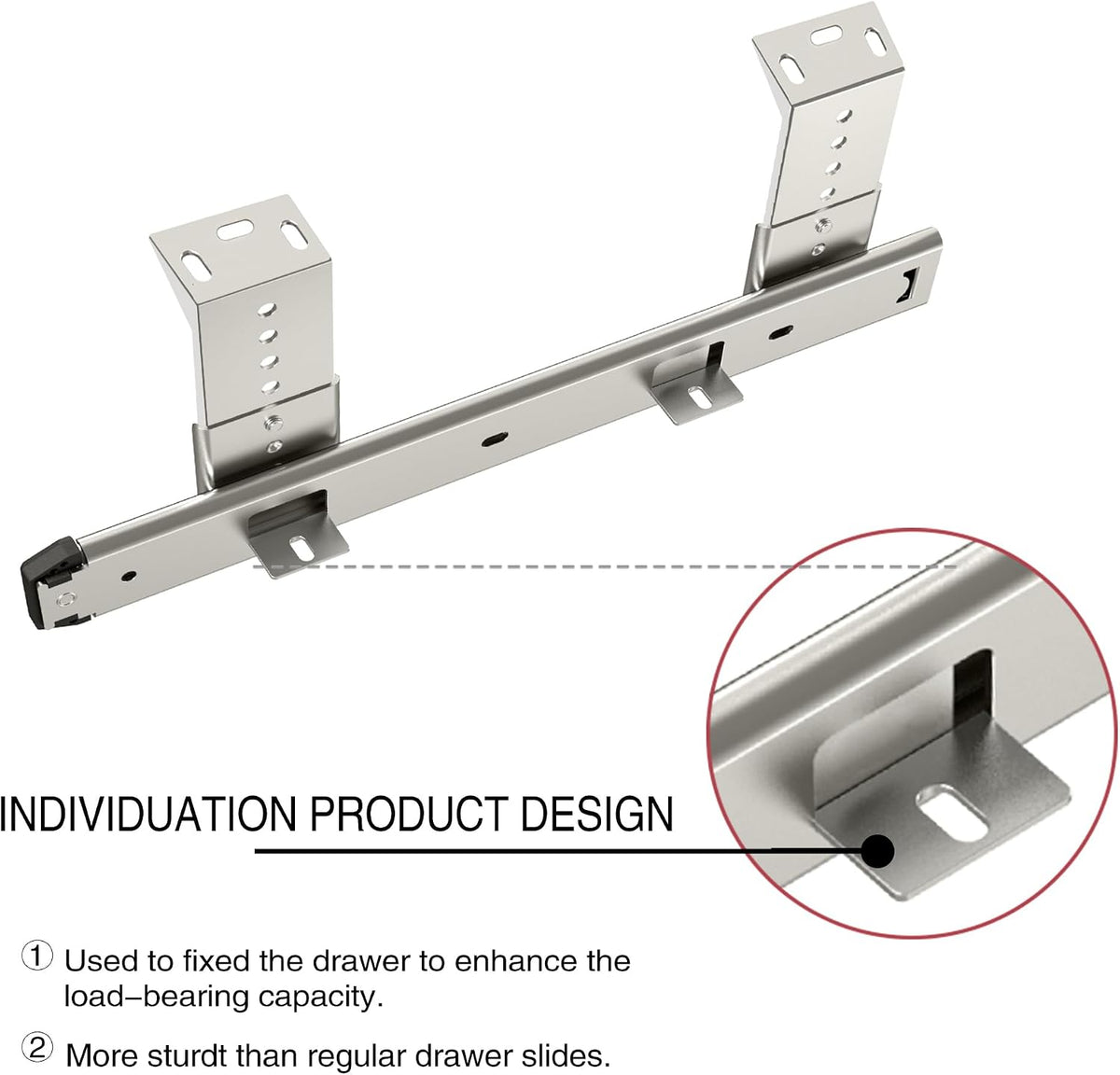 FRMSAET Heavy Duty Under Mount 12/14/16/18inch Drawer Slides-16 inch Silver
