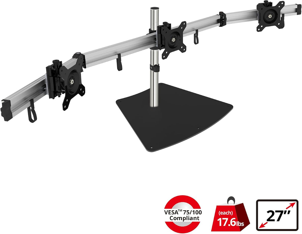 SIIG Premium Aluminum Triple Monitor Stand - 3 Monitors 13" to 27" ...