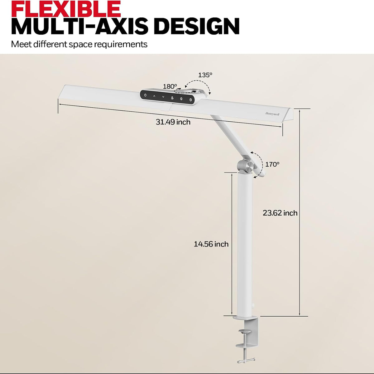 Honeywell HJ1 Sunturalux LED Clamp Desk Lamp 1200LM for Computer