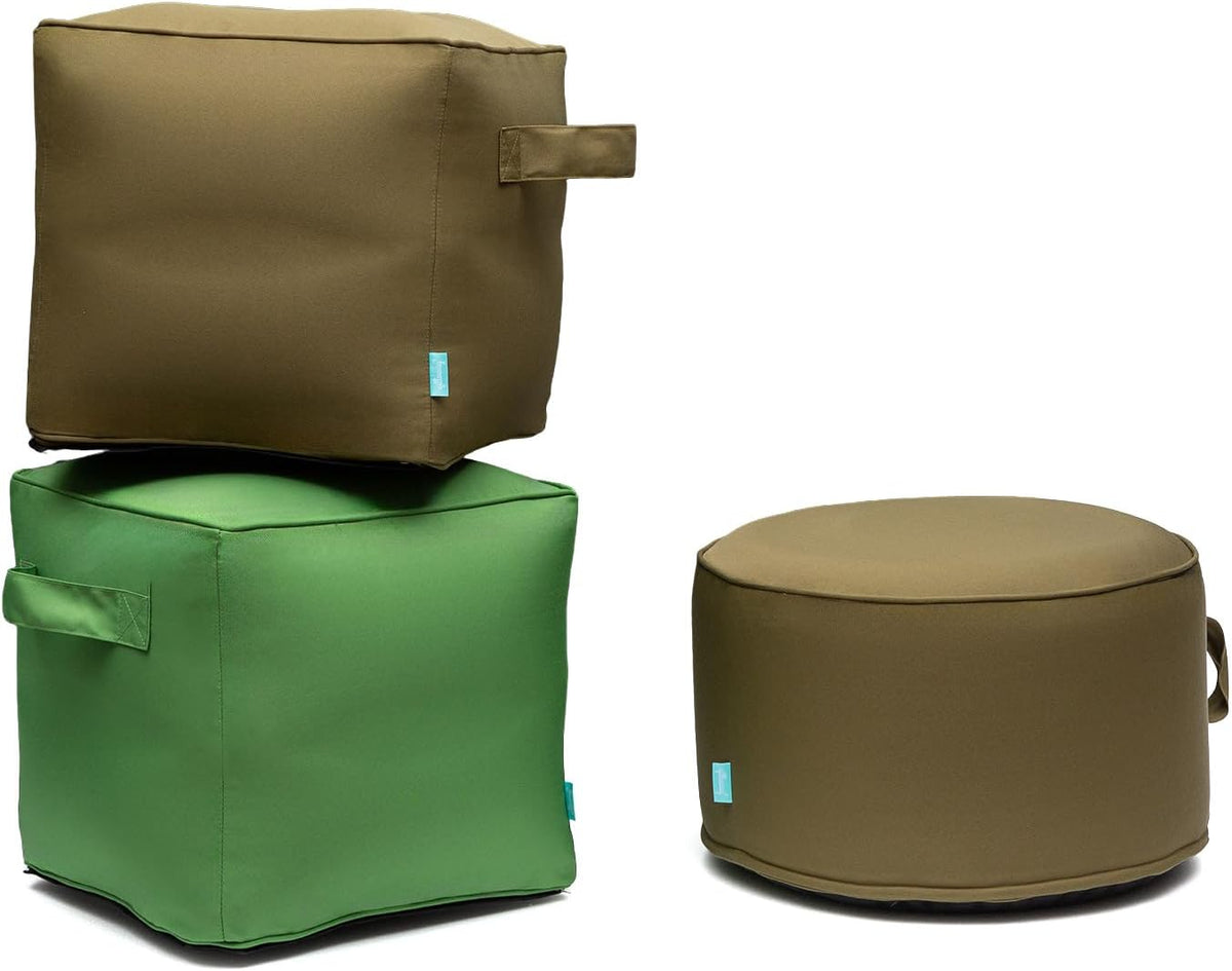 QILLOWAY Inflatable Outdoor Ottoman for Patio, Water Resistant Pouf Cube 16&q...